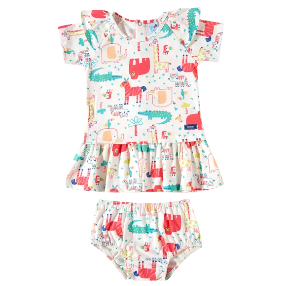 Vestido Zoo Meia Malha Bebê Tip Top