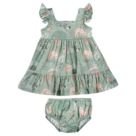 Vestido Sem Manga Safari Meia Malha Bebê Tip Top
