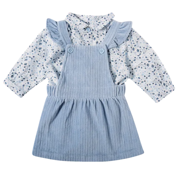 Salopete Com Body Manga Longa Blue Veludo Bebê Tip Top
