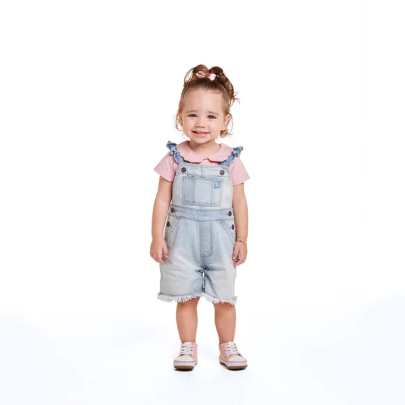 Jardineira Festiva Jeans Bebê Tip Top