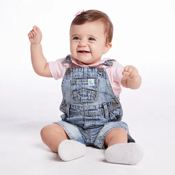 Jardineira Curta Bebê Festivo Jeans Tip Top