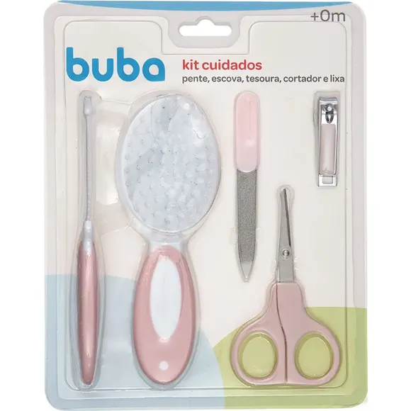 Kit Cuidados Do Bebê 5 Peças Rosa Buba