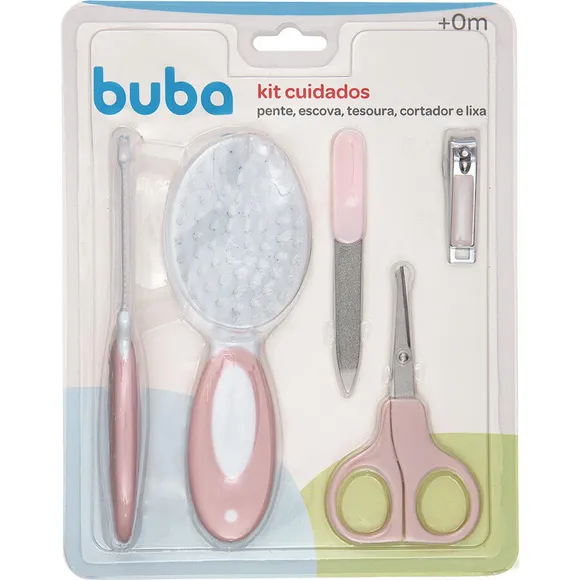 Kit Cuidados Do Bebê 5 Peças Rosa Buba