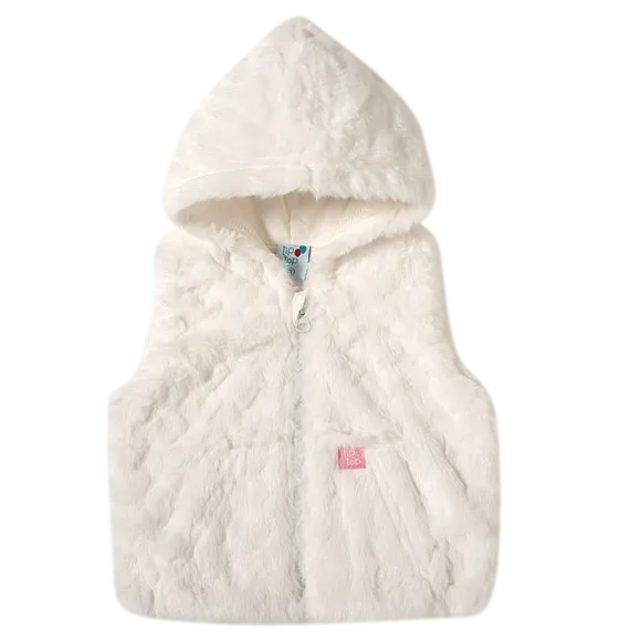 Colete Bebê Com Capuz Estampa Lisa Pelúcia Tip Top