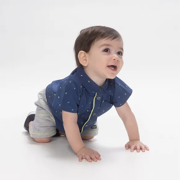 Camisa Marinho Tricoline Bebê Tip Top