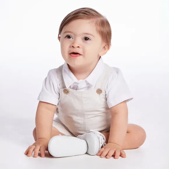 Camisa Manga Curta Bebê Batizado Tricoline Tip Top