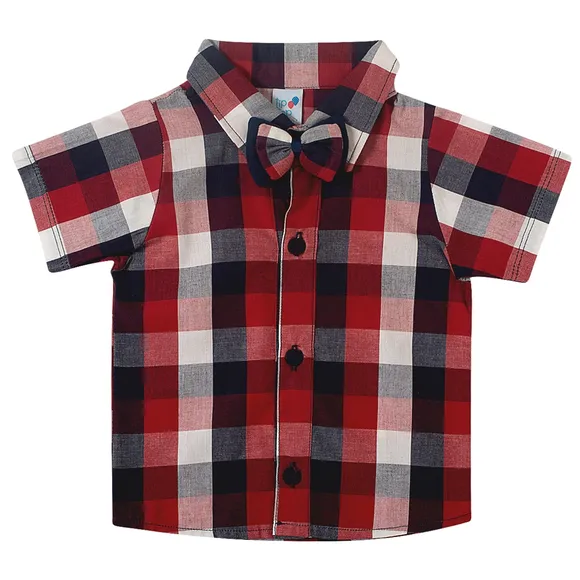 Camisa Manga Curta Xadrez Festa Junina Tricoline Bebê Tip Top