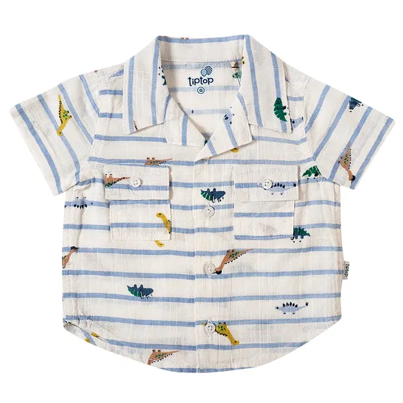 Camisa Manga Curta Dino Linho Bebê Tip Top