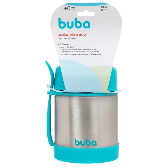 Pote Termico Com Colher Azul Buba