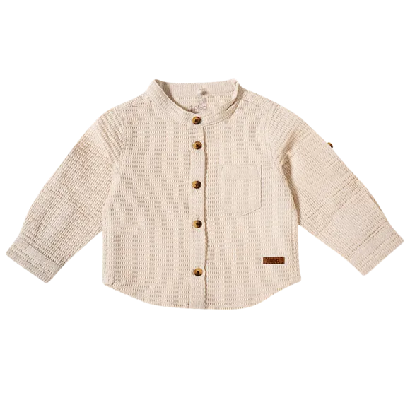 Camisa Batizado Estampa Lisa Manga Longa Waffle Bebê Tip Top