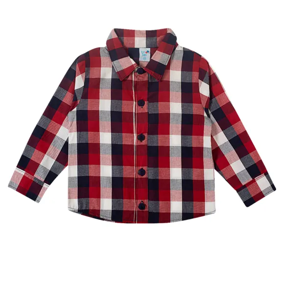 Camisa Manga Longa Xadrez Festa Junina Tricoline Bebê Tip Top