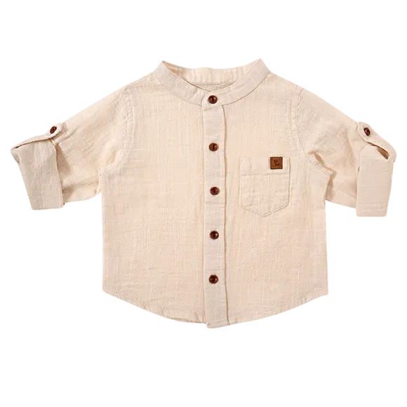 Camisa Batizado Manga Longa Lisa Tricoline Maquinetado Bebê Tip Top