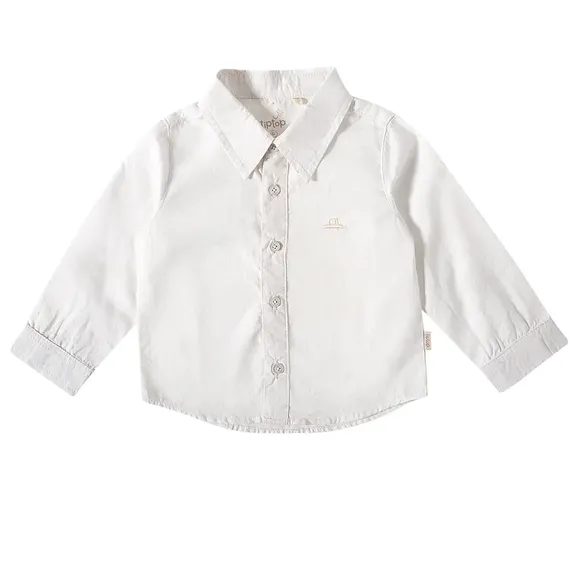 Camisa Manga Longa Bebê Lisa Linho Bordado Tip Top
