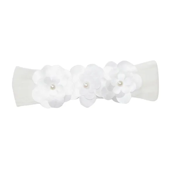 Faixa Para Cabelo Com Flores Bebê Tecido Plano Tip Top