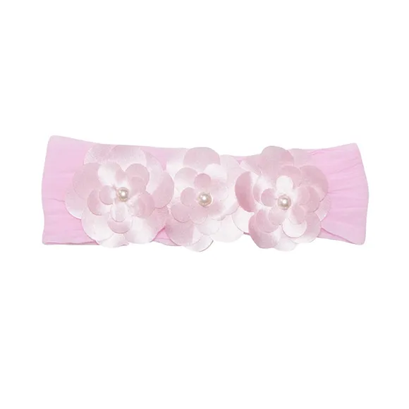 Faixa Para Cabelo Com Flores Bebê Tecido Plano Tip Top