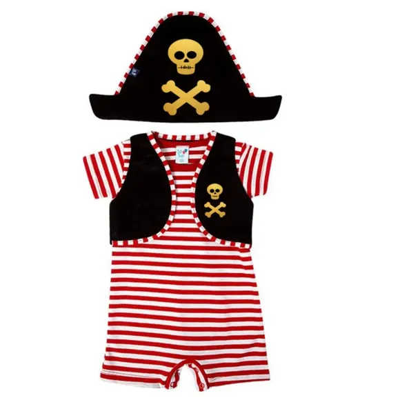 Fantasia Pirata Preto E Vermelho Bebê Tip Top