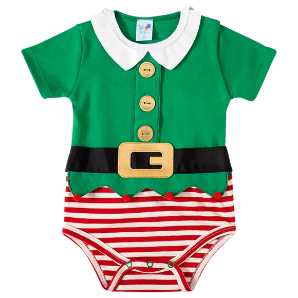 Body Duende Festivo De Natal Suedine Bebê Tip Top