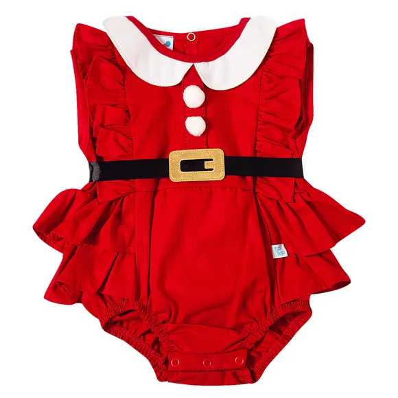 Body Natalino Vermelho Bebê Suedine Tip Top