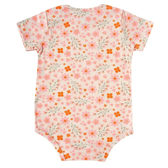 Body Manga Curta Bebê Com Florzinhas Malha Tip Top