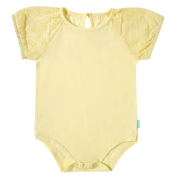 Body Amarelo Estampa Lisa Meia Malha Bebê Tip Top