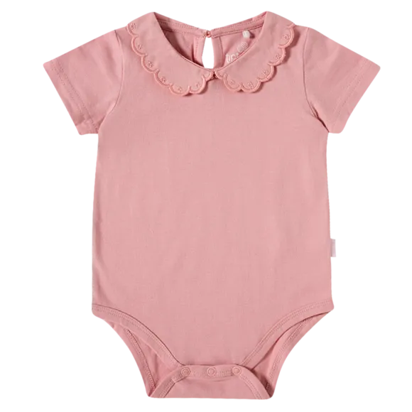 Body Manga Curta Rosa Meia Malha Bebê Tip Top