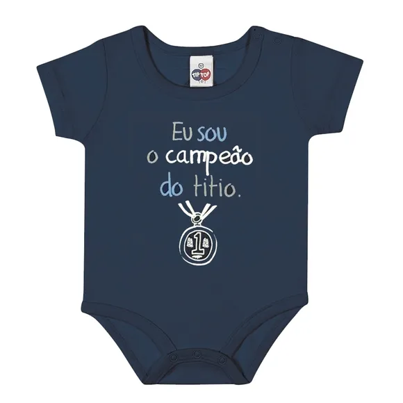 Body Bebê Unissex Manga Curta Divertido Com Estampas Titio E Titia Meia Malha