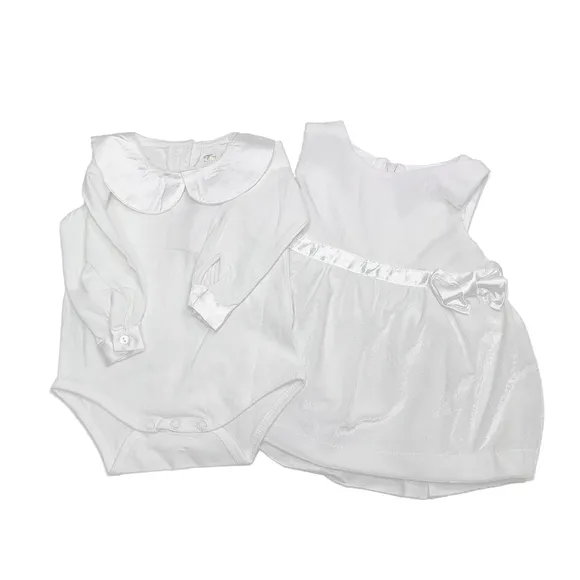 Vestido Com Body Bebê Manga Longa Veludo Tip Top