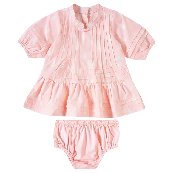 Vestido Manga Curta Gotas Tricoline Bebê Tip Top