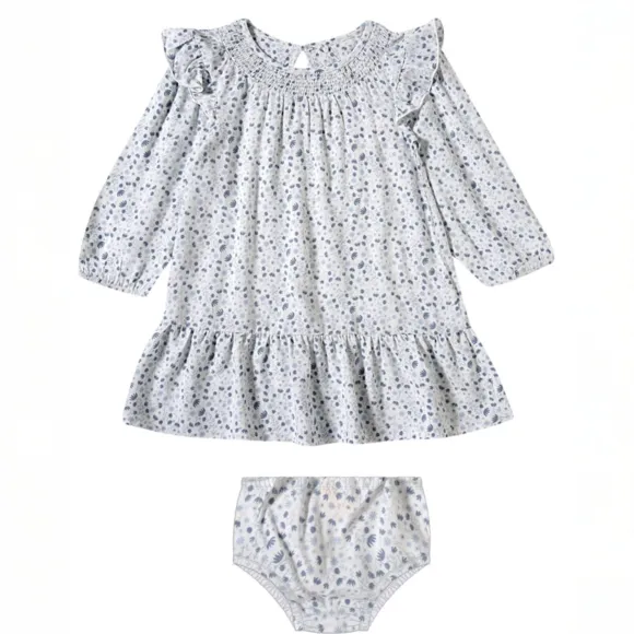 Vestido Manga Longa Blue Viscose Bebê Tip Top