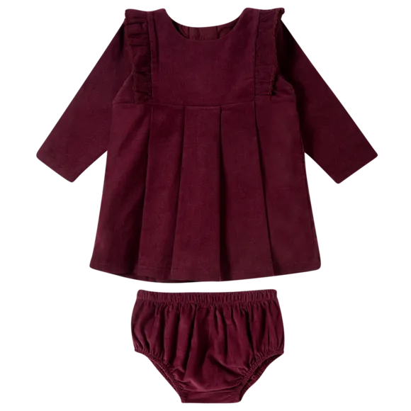 Vestido Manga Longa Estampa Lisa Veludo Bebê Tip Top