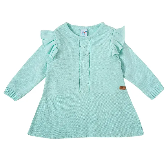Vestido Manga Longa Batizado Tricot Bebê Tip Top