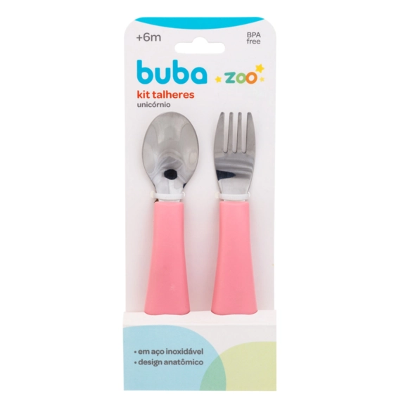 Kit Talher Inox Bubazoo Rosa Buba