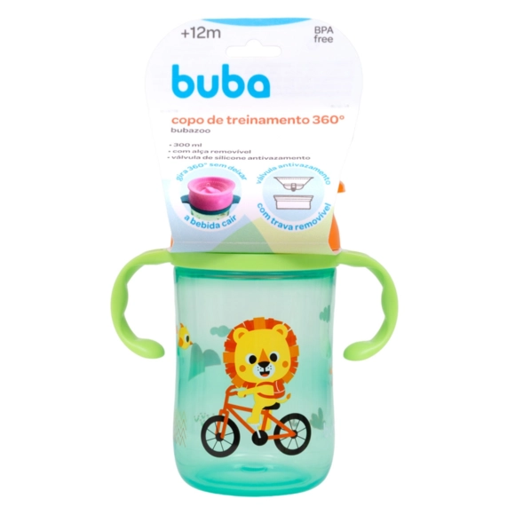 Copo De Treinamento 360° Com Alça 300ml Bubazoo Leão Buba