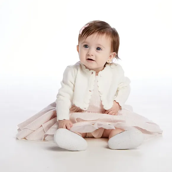 Bolero Manga Longa Bebê Liso Tricot Tip Top