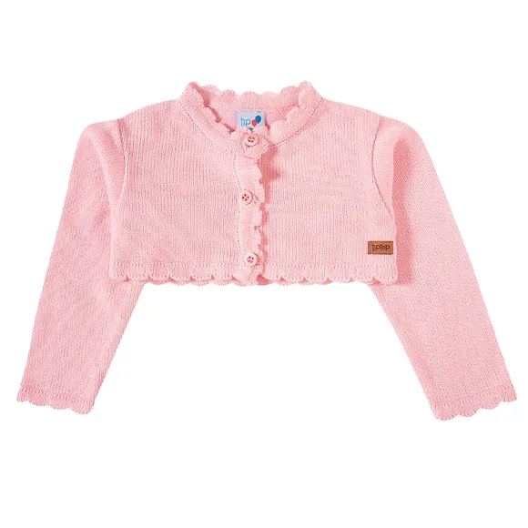 Bolero Manga Longa Bebê Liso Tricot Tip Top