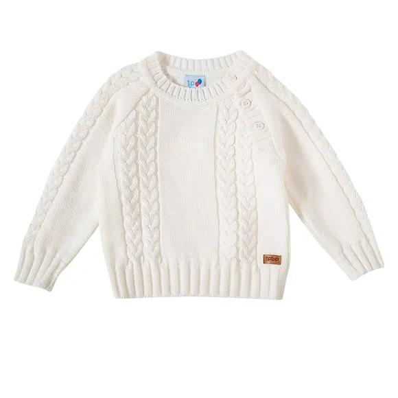 Blusão Com Botão Batizado Tricot Bebê Tip Top