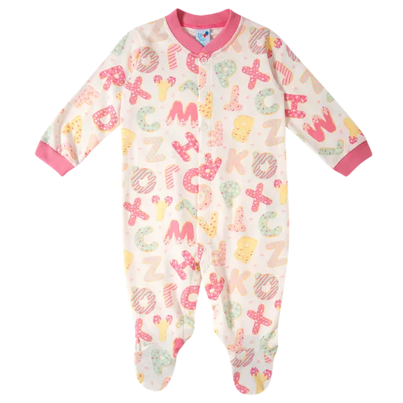 Pijama Macacão Abc Moletinho Bebê Tip Top