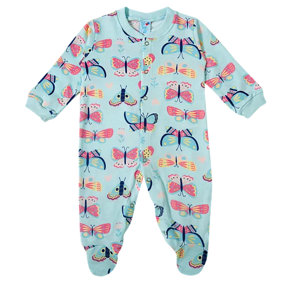 Pijama Macacão Borboleta Moletinho Bebê Tip Top