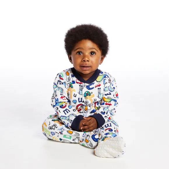 Pijama Macacão Bebê Dino Rabisco Moletinho Estampado Tip Top