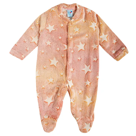 Pijama Macacão Estrelinhas Pelúcia Brilha No Escuro Bebê Tip Top