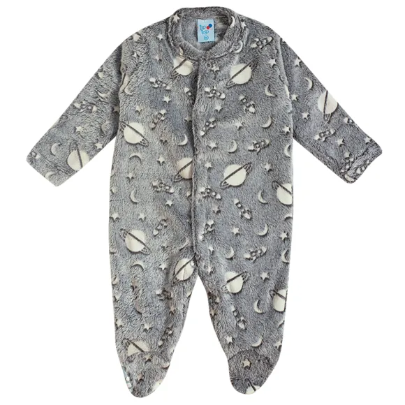 Pijama Macacão Espacial Pelúcia Bebê Brilha No Escuro Tip Top