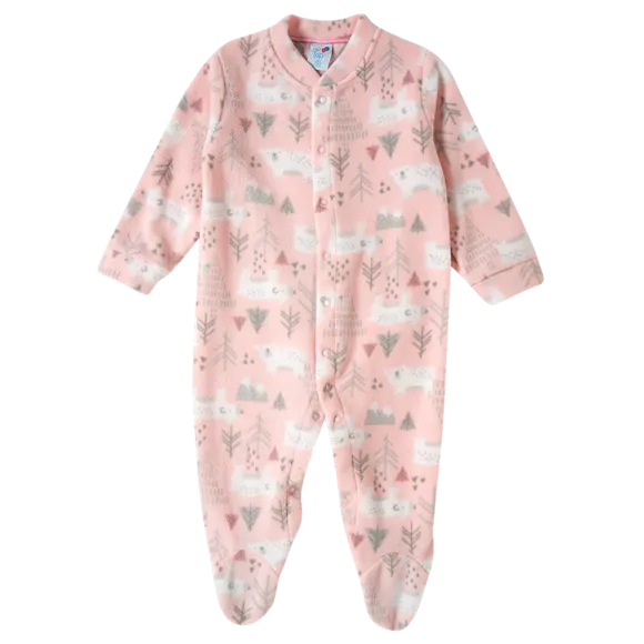 Pijama Macacão Ursa Soft Estampado Bebê Tip Top