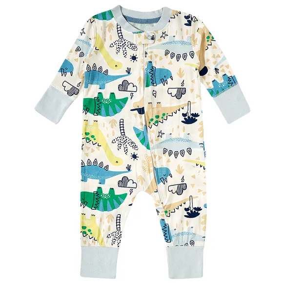Pijama Macacão Dino Modal Estampado Bebê Tip Top