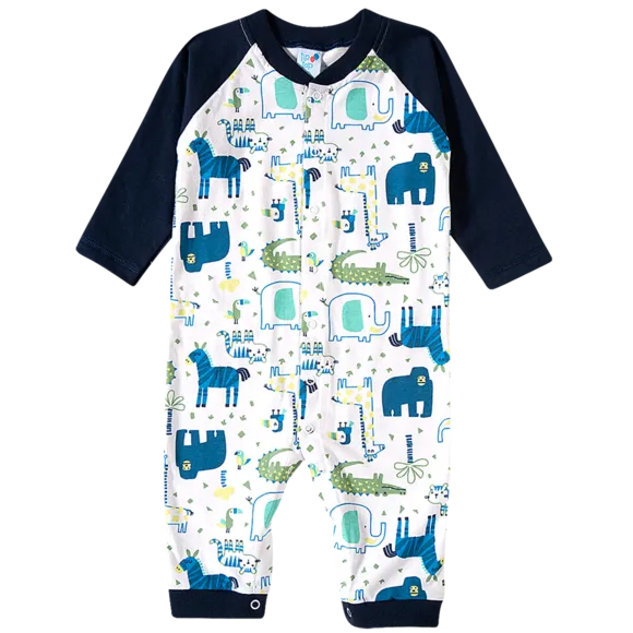 Pijama Macacão Zoo Meia Malha Bebê Tip Top