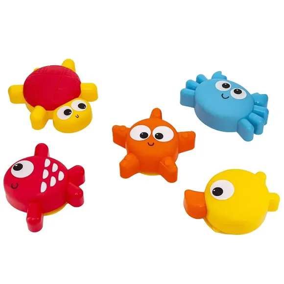 Brinquedo De Banho 5 Peças Com Ventosa Amigos Marinhos Buba