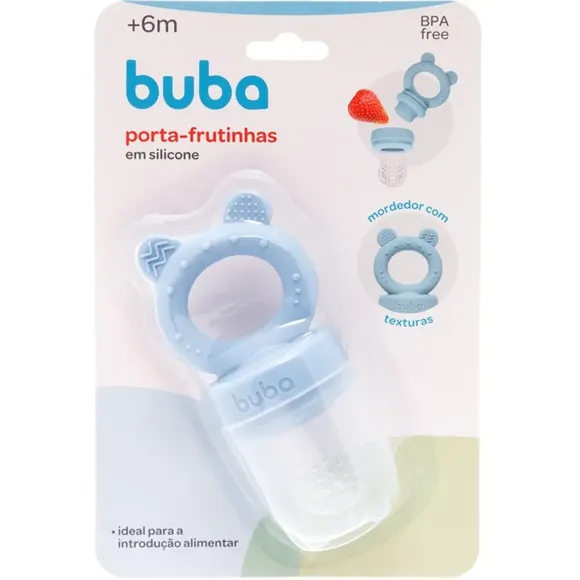 Alimentador De Silicone Com Tampa Ursinho Azul Buba