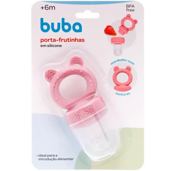 Alimentador De Silicone Com Tampa Ursinho Rosa Buba