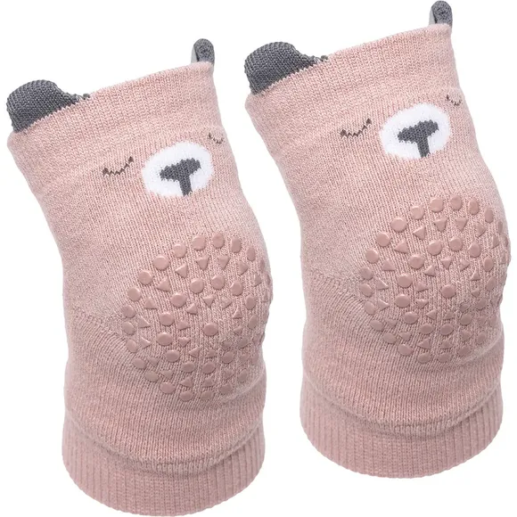 Joelheira Antiderrapante Para Bebê Urso Rosa Buba