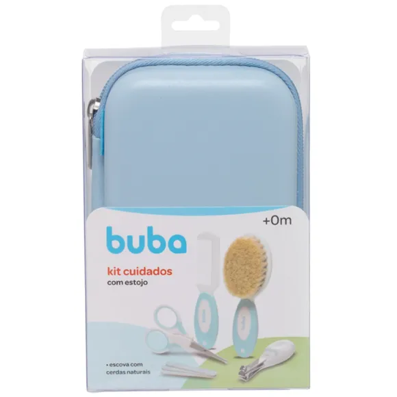 Kit Cuidados Do Bebê Com Estojo 5 Peças Azul Buba