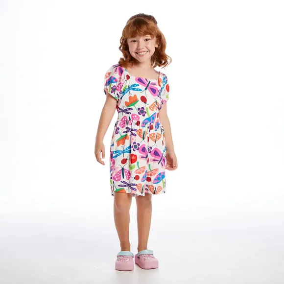 Macaquinho Toddler Viscose Plana Estampada Tip Top